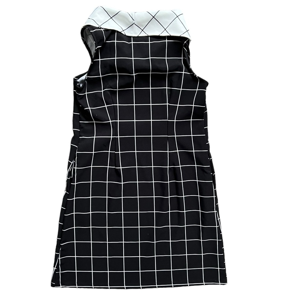 Retrolicious London Calling Dress Black and White Grid Print Dress size Large - Picture 3 of 10